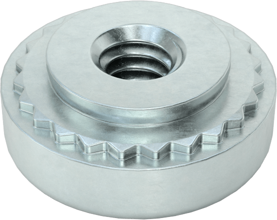Çinko Kaplı Çelik Sac Metal için Presle Takılan Somun, Yuvarlak Baş, M2 x 0.4mm, 0.8 mm Minimum Panel Kalınlığı için