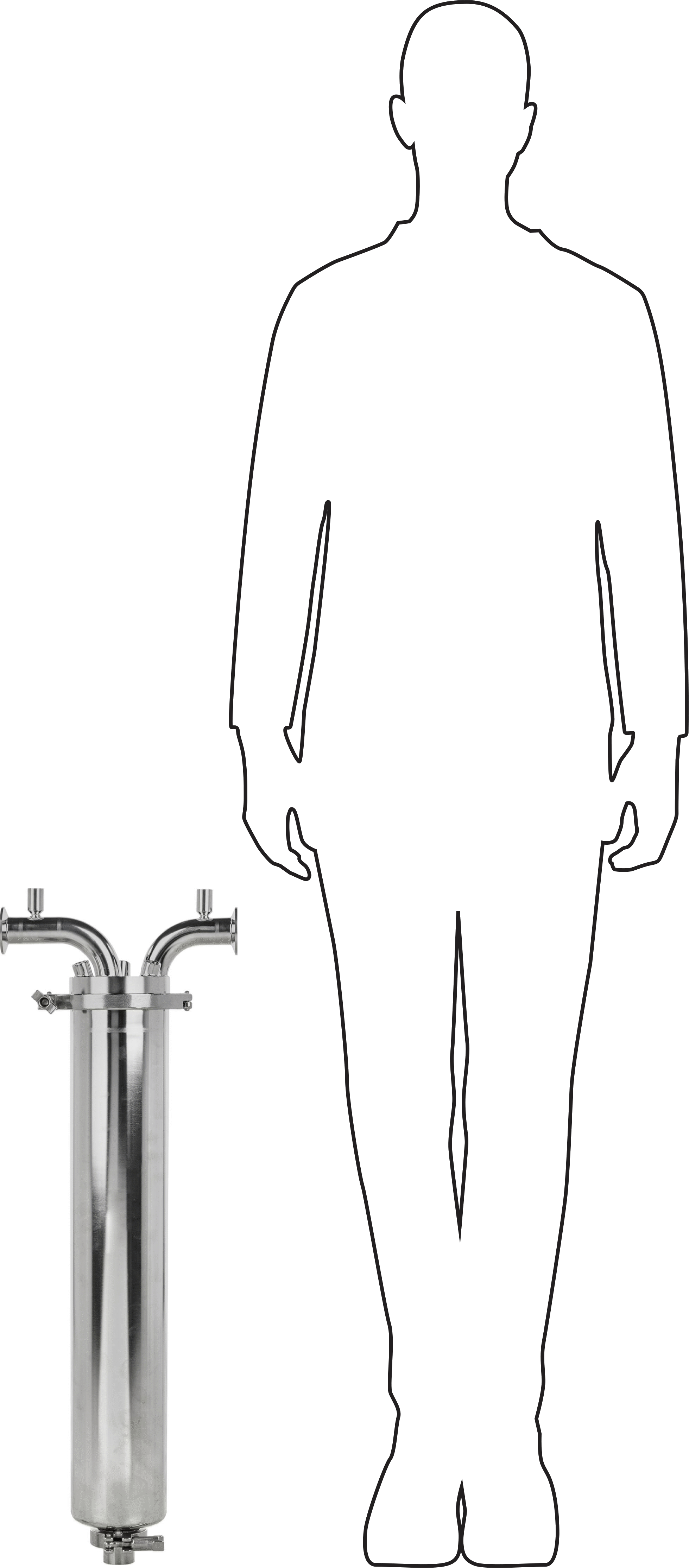 Hijyenik Metal Filtre Muhafazası, 21.9" Yükseklik x 2.2" İç Çap Kartuş için