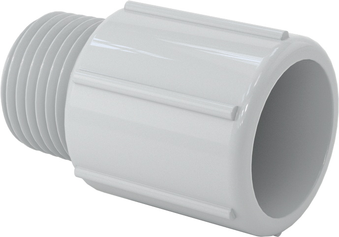 Sert PVC Kanal için 1/2 Anma Ölçüsü Dişi x 1/2 NPT Erkek Adaptör — Adaptör, Konektör, Plastic, PVC, Düz