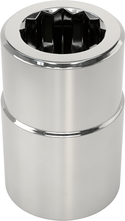 12 Uçlu Standart Lokma Anahtarı, Krom Kaplı Çelik, 3/4" Kare Tahrik, 19 mm Boyut