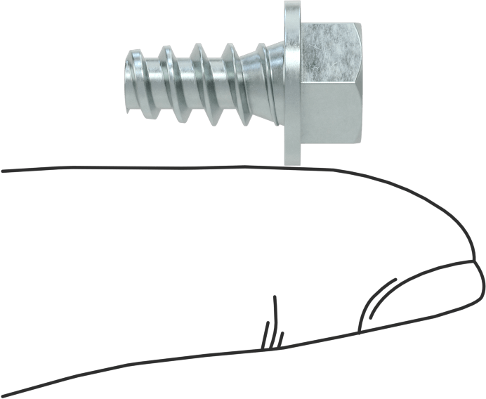 Plastik için Altıköşe Başlı Diş Açıcı Vidalar, Flanşlı, Çinko Kaplı Çelik, 1/4" Vida Boyutu, 1/2" Uzunluk
