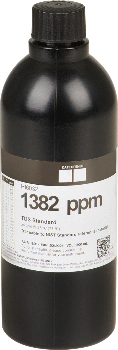 Kimya Sensörü için Kalibrasyon Çözeltisi, Analiz Sertifikalı, 1382 PPM TDS, 500 ml