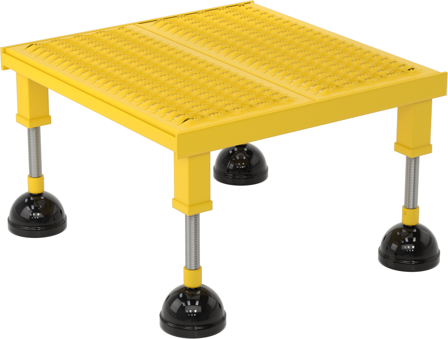 Yuvarlanan Çalışma Platformu, Sarı Toz Boyalı Çelik, 11.5" ila 15" Yükseklik x 26" Toplam Genişlik — 1, Cal/OSHA Compliant Title 8 Sectio…