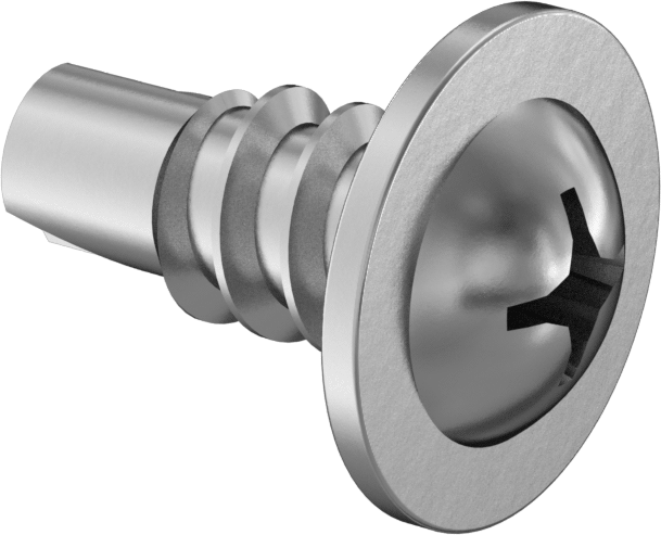 Metal için Ekstra Geniş Yuvarlak Başlı Delme Vidaları, Çinko Kaplı Çelik, 12 Numaralı Boyut, 1/2" Uzunluk