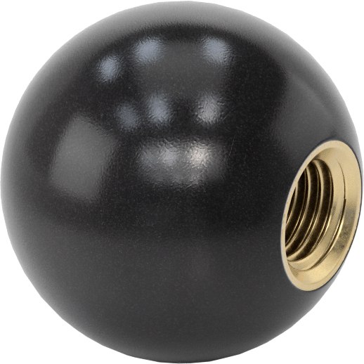 Siyah Fenolik Top Düğme, M16 x 2 mm Dişli Delik, 49 mm Baş Çapı — M16 × 2 mm, Fenolik, 49 mm
