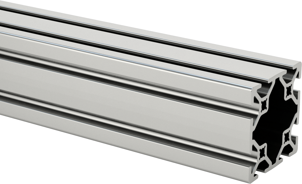 T-Yivli Çerçeve Rayı, Dörtlü Ray, Pürüzsüz, Gümüş, 50 mm Yükseklik x 50 mm Genişlik
