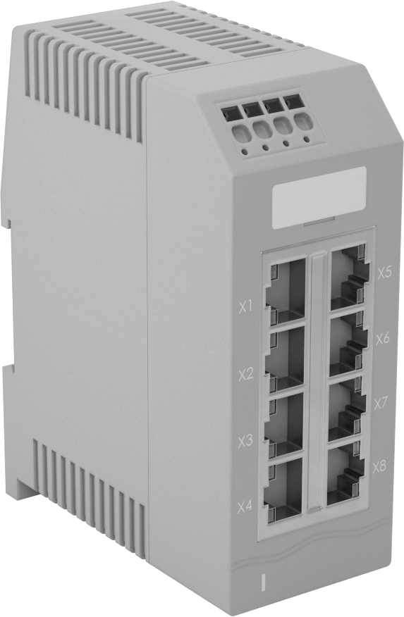 Cihaz Öncelikli Ethernet Anahtarı, Port Yansıtma ve 8 RJ45 Soketli, DIN Rayı Montajı — 9V DC ila 30V DC, DIN Rail, 1 Gbit/s
