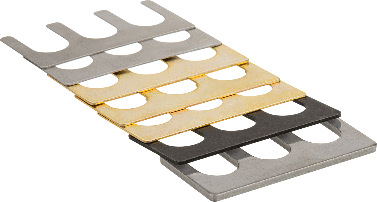 Çok Yuvalı Şim Setleri, 7 Parça, 1008-1010 Karbon Çelik, Üç yuva, 20 mm Uzunluk