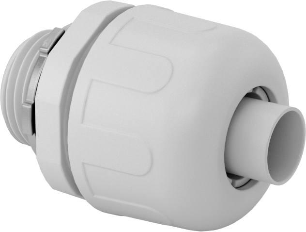 Sıvı Geçirmez Esnek Plastik Kanal Adaptörü, Düz, 3/8 Geçmeli Dişi x 1/2 NPT Erkek — 3⁄8, Düz, Nylon, Plastic