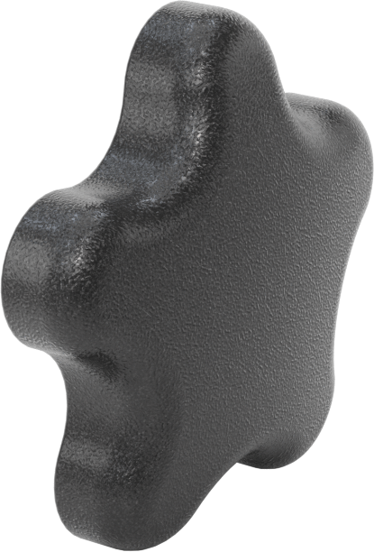 Plastik Beş Kollu Topuz, 3/8"-16 Dişli Delikli, 2-1/4" Genişlikte Başlık — 3⁄8"-16, Beş Kollu, Polipropilen