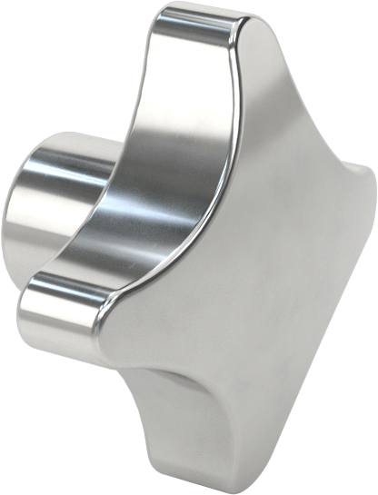 Paslanmaz Çelik Dört Kollu Topuz, 3/8" Çaplı 11/16" Derinlikli Delik — 3⁄8", Dişsiz Delik, Dört Kol