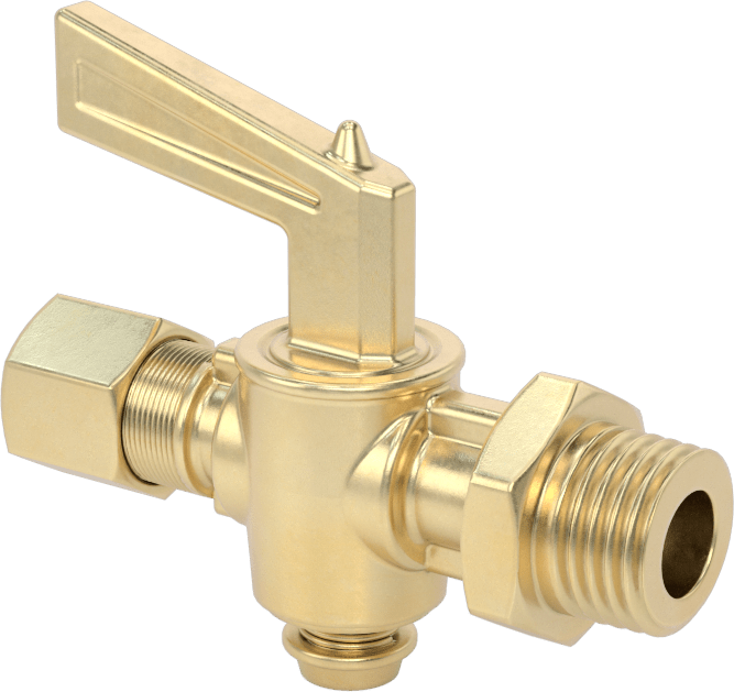 Sıkıştırma Bağlantı Parçalı Açma-Kapama Vanası, Kısa Saplı Pirinç Gövde, 1/4" Boru Dış Çapı x 1/4 NPT Erkek — Compression, Threaded, 1⁄4"…