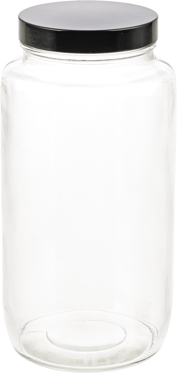 Şeffaf Cam Kavanoz, Kaplamalı Kağıt Contalı, 32 FL oz/950 ml Kapasite — Glass, Paper, Phenolic, Plastic, Soda-Lime Glass, 32 fl. oz., 950…