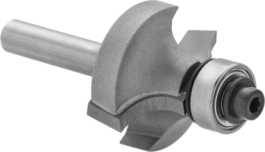 Yuvarlak Köşe için Köşe Yuvarlama Freze Ucu, Karbür Uçlu Çelik, 1-1/2" Kesme Çapı, 1/4" Şaft Çapı