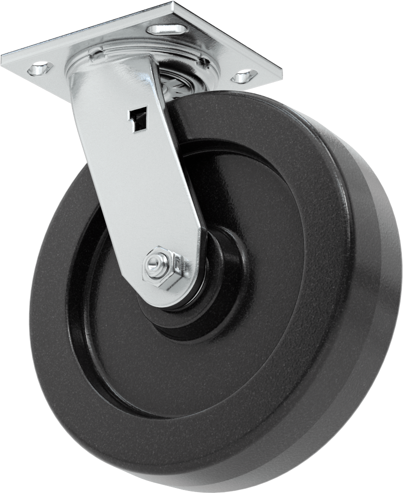 4-1/2" x 4" Plakalı Yüksek Kapasiteli Spartan Tekerlek, 8" Çapında Korumalı Rulmanlı Fenolik Tekerlekli Döner