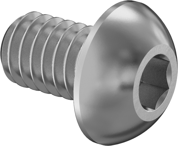 316 Paslanmaz Çelik Düğme Başlı Altıgen Soketli Vidalar, M2.5 x 0.45 mm Diş Boyutu, 4 mm Uzunluk
