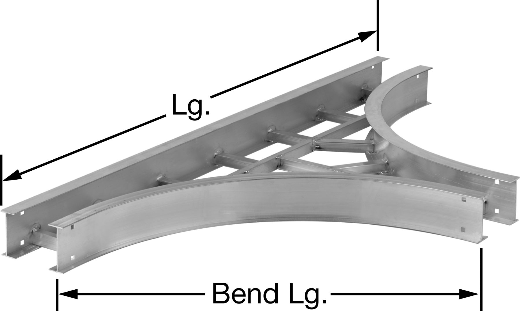 Kablo ve Hortum Kanalı için 6" Genişliğinde Yatay T Parçası — Straight Connector, Tray, Alüminyum