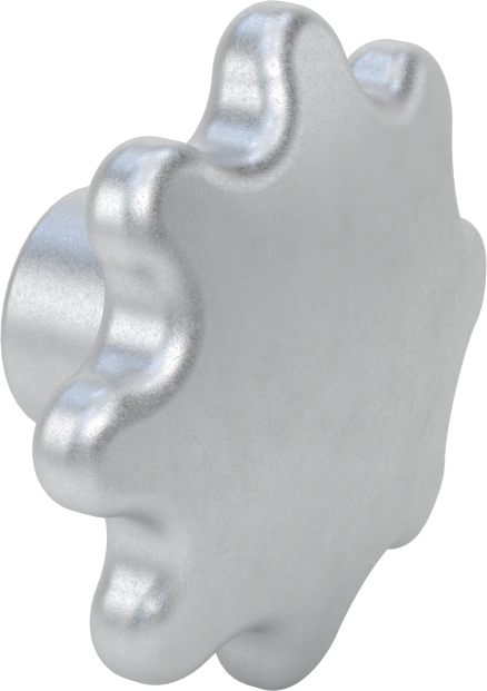 Alüminyum Topuz, Sekiz Kol Tutacağı, 1/2" Çaplı Dişsiz Delik — 1⁄2", Dişsiz Delik, Sekiz Kollu