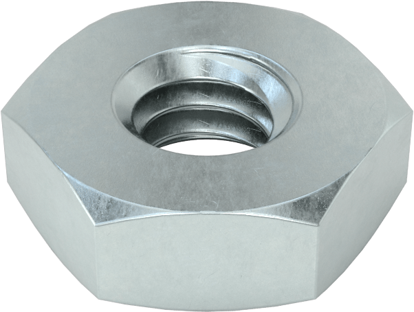 Aşırı Mukavemetli Çelik İnce-Ağır Profilli Altıköşe Somun, Sınıf 2H, Çinko Kaplamalı, 1/4"-20 Diş Boyutu