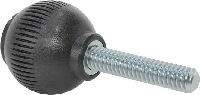 Plastik Yuvarlak Topuz, 1/4"-20 Dişli, 1-3/16" Uzunluğunda Saplama