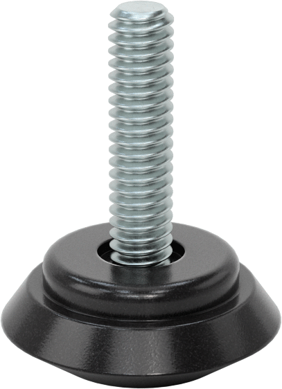 PVC Tabanlı Sert Seviyelendirme Montaj Parçaları, 1" Uzunlukta 1/4"-20 Dişli Çinko Kaplı Çelik Saplama — 1/4"-20, Sert, 1 1/8"