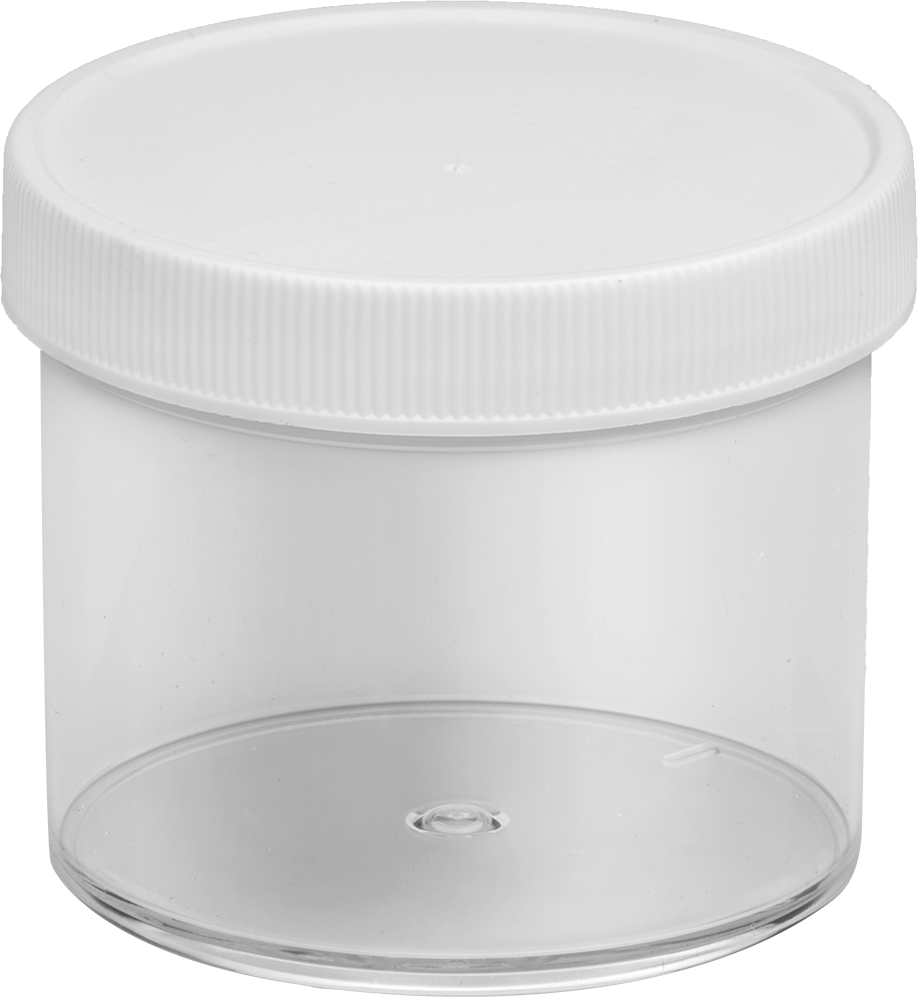 Şeffaf Polistiren Plastik Kavanoz, 4 FL oz/120 ml Kapasite — 4 fl. oz., 120 ml, 2 3⁄8", Plastic, Polypropylene, Polystyrene