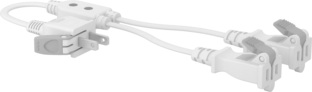 Elektrik Kablosu Adaptörü, 2 Çıkışlı, NEMA 1-15 Fiş x NEMA 1-15 Priz — 1 ft., 16, 10 amp