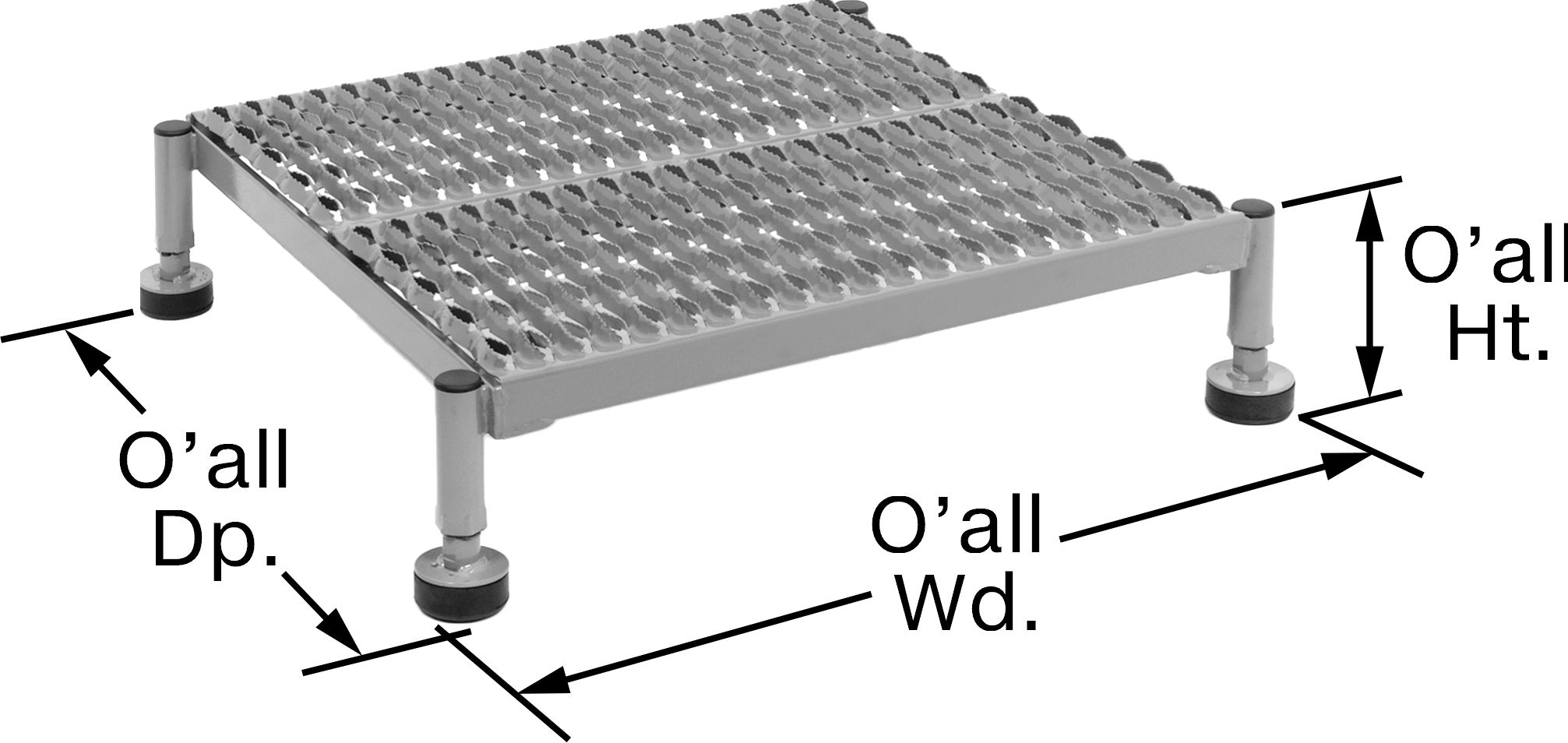 Yüksekliği Ayarlanabilir Çalışma Platformu, 1 Basamaklı, 6"-9" Yükseklik x 63-5/8" Genişlik x 22-3/4" Derinlik Toplam — Çelik, Çalışma Pl…