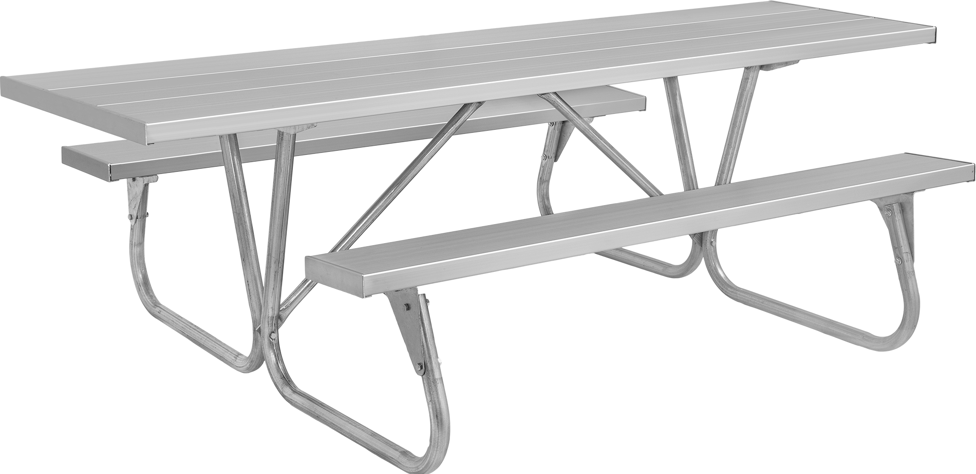 Alüminyum Üstlü Piknik Masası, 30-1/2" Yükseklik x 96" Genişlik x 28" Derinlik Üst