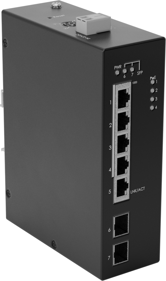 DIN Ray Montajlı Ethernet Anahtarı, 2 Sfp Portulu, 5 Total RJ45 Ports