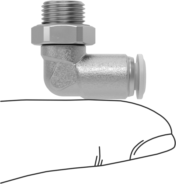 Nikel Kaplı Pirinç Bas-Bağlantı Elemanı, 90 Derece Döner Dirsek, 4 mm Boru Dış Çapı x 1/8 BSPP Erkek