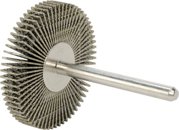 Lamelli Zımpara Çarkı, Sap, Pürüzsüz Yüzey için, 120 Kum, 1-3/16" Çap, 3/16" Genişlik