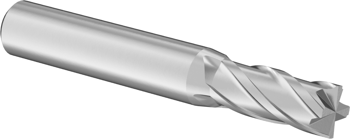 Karbür Freze Ucu, Kare Uç, TIALN, 4 Kanallı, 21/64" Freze Çapı, 2-1/2" Toplam Uzunluk