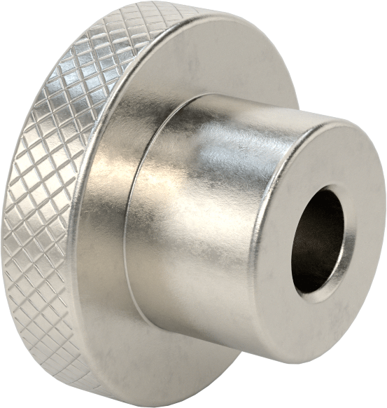 303 Paslanmaz Çelik Tırtıllı Düğme, 5/8" Çaplı Dişsiz Delik ve 2-1/2" Baş Çapılı
