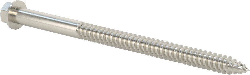 316 Paslanmaz Çelik Flanşlı Altıköşe Başlı Ahşap Vida, 1/4" Boyut, 4" Uzunluk