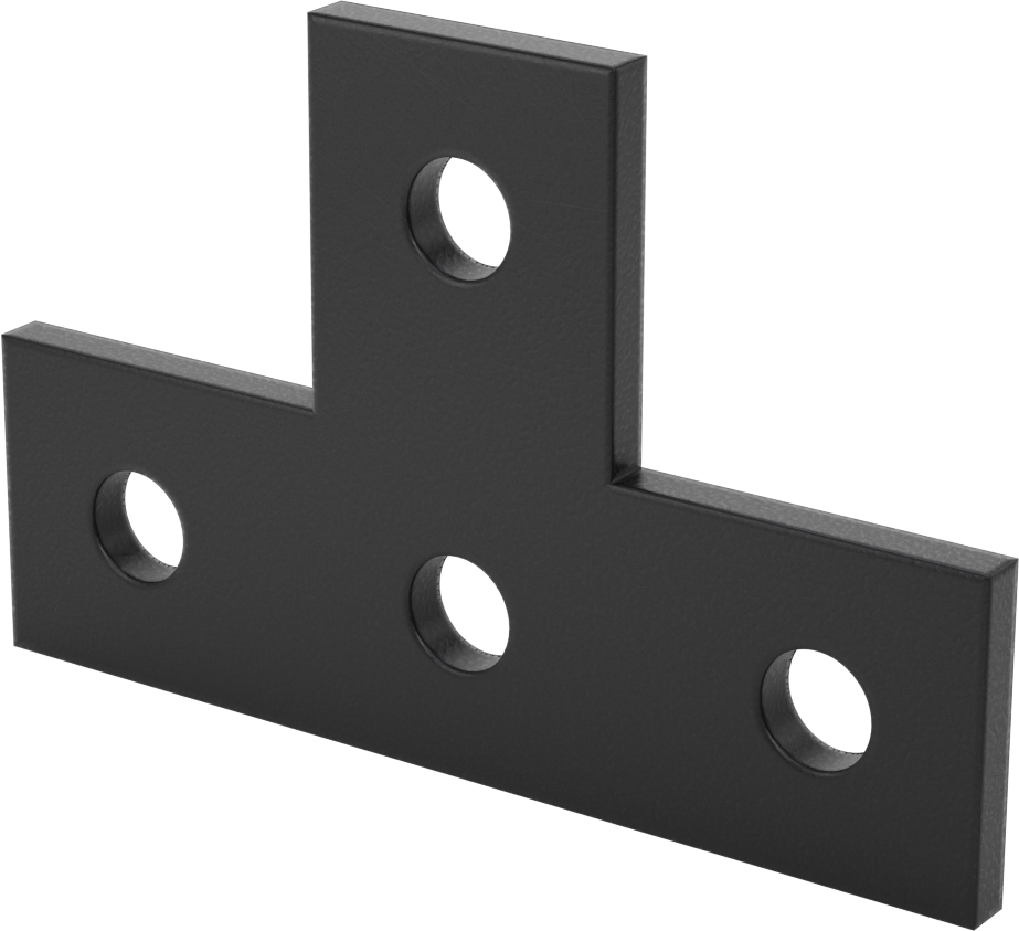 Strut Kanalı Braketi, T, Siyah Toz Boyalı Çelik, 5-3/8" x 3-1/2"