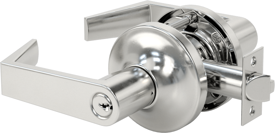 Assa Abloy (Yale) 5400Ln Yoğun Trafik Kapı Kolu, 8 Para Yiv, Kendinden Kilitlenen, 2-3/4" Geri Çekme Mesafesi — Kol, Anahtarlı Kendinden…