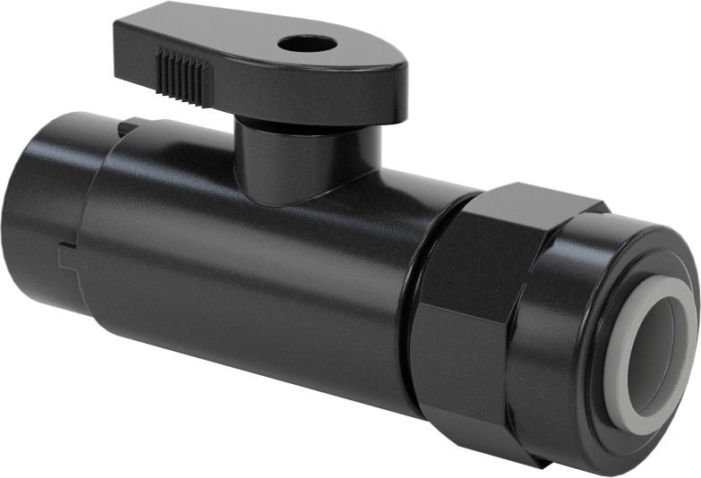 Kimyasallar için Açma/Kapama Vanası, PVDF, Düz Adaptör, 1/4" x 1/2" Bas-Bağlan