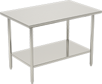 Paslanmaz Çelik Masa, Raflı, Sabit