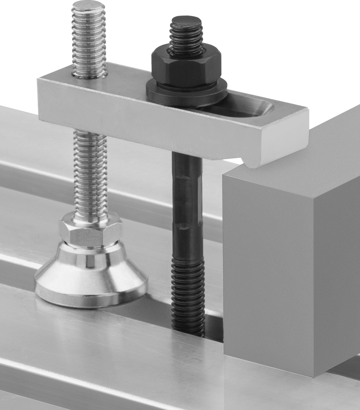 Dişli Delikli Paslanmaz Çelik Kurulum Kelepçesi, 3/16" Çaplı Saplama için, 1-1/2" Uzunluk, Dikdörtgen
