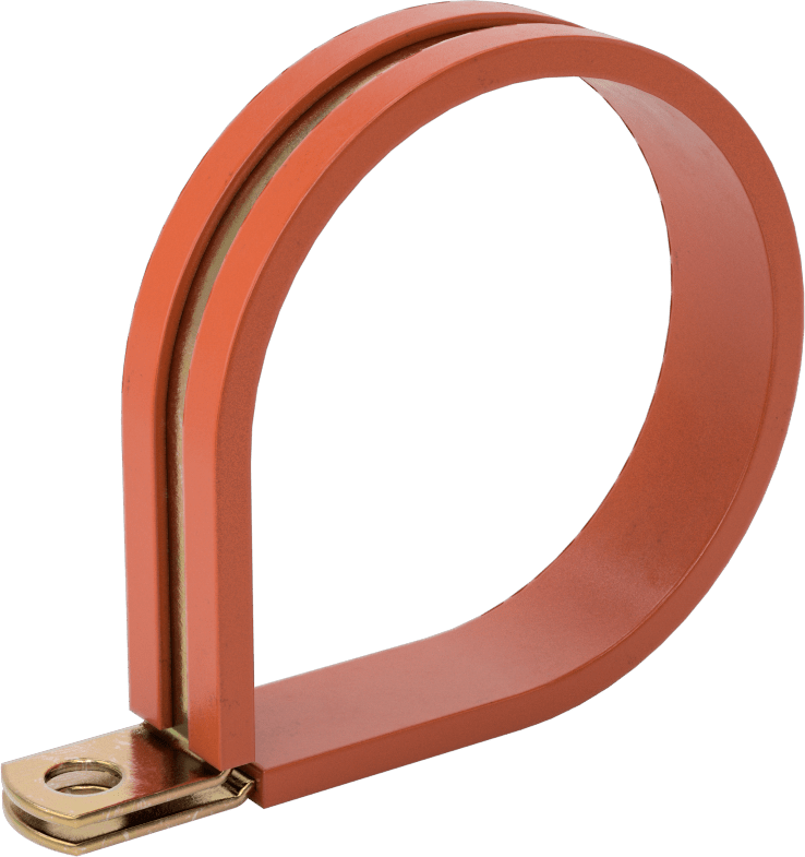 Titreşim Sönümleyici Halka Kelepçe, Çinko Kaplı Çelik, Silikon Yastık, 2-1/4" İç Çap, 3-1/8" Uzunluk