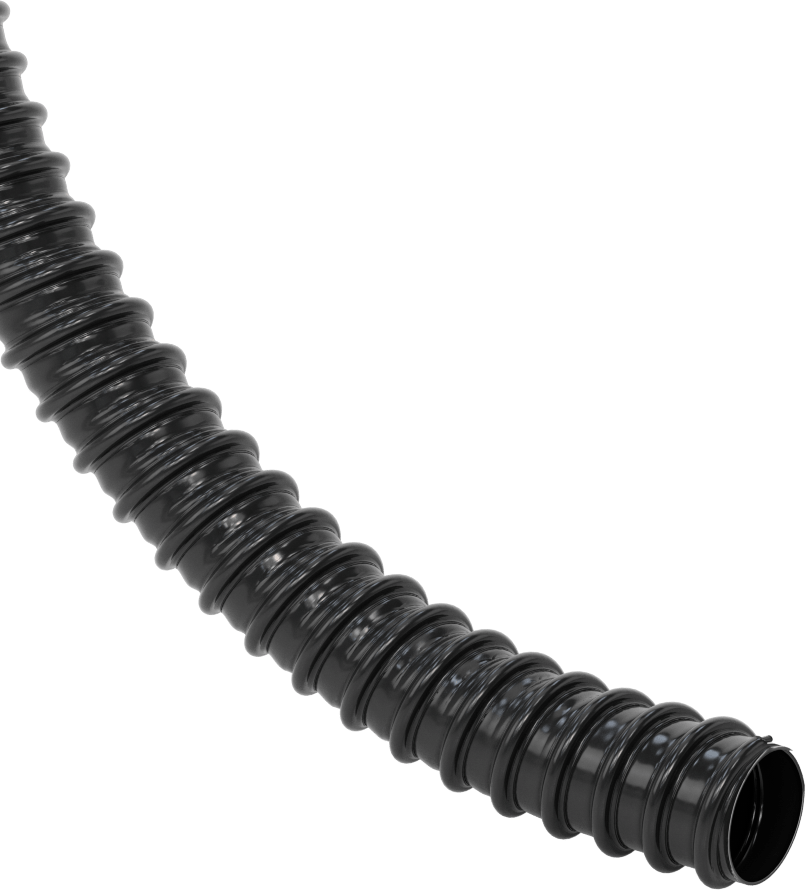 Toz için Siyah Blo-R-Vac Esnek Kanal Hortumu, 1" İç Çap, 1-3/16" Dış Çap — 1", Esnek, Siyah