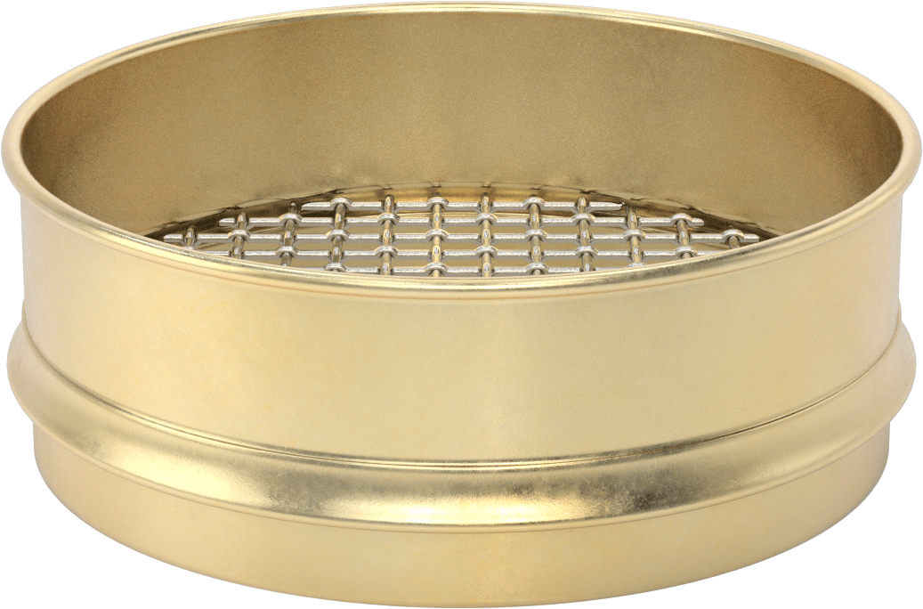 Büyük Malzemeler için Elek, Pirinç Çerçeve, 8" Çap x 2" Derinlik, 10 mm Açıklık Boyutu