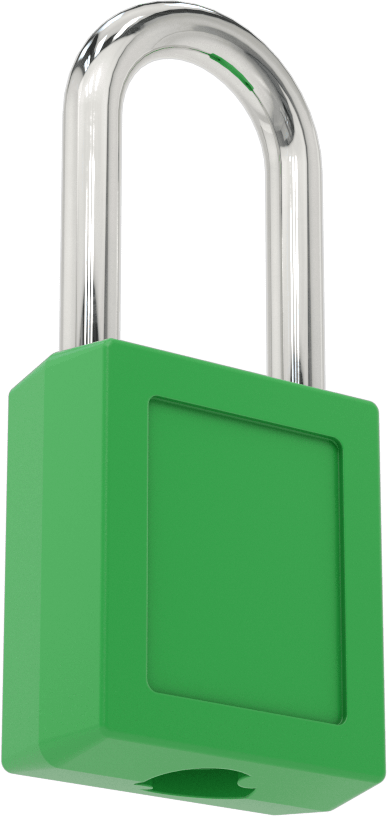 Etiketli Ekstra Boşluklu Kilitli Asma Kilit, Master Lock 410-Yeşil Gövde, Anahtar By4 numarasına ayarlanmıştır