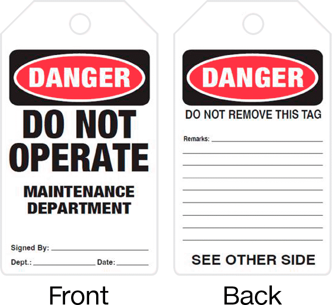 Kilitleme/Etiketleme Etiketleri, (Tehlike - Bakım Sırasında Çalıştırmayın...), 2-1/2" Yükseklik — Danger—Do Not Operate Maintenance Depar…