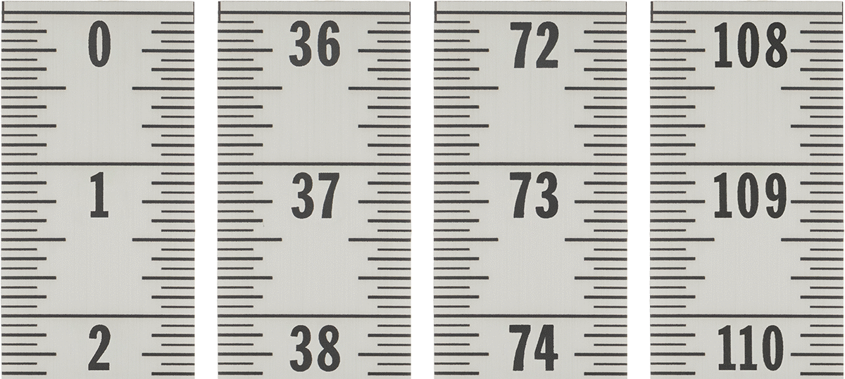 Yapışkan Arka Yüzlü Plastik Dikey Cetvel, Yukarıdan Aşağıya Okuma Yönü, 1-1/2 Fit Uzunluk — Üstten Aşağıya, 1 1⁄2 ft., Gümüş