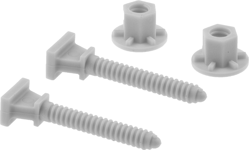 Klozet Tabanına Montaj Donanımı, Plastik, 5/16"-18 Diş Boyutu, 2-1/2" Uzunluk — 5⁄16"-18, Plastik, 2 1⁄2"