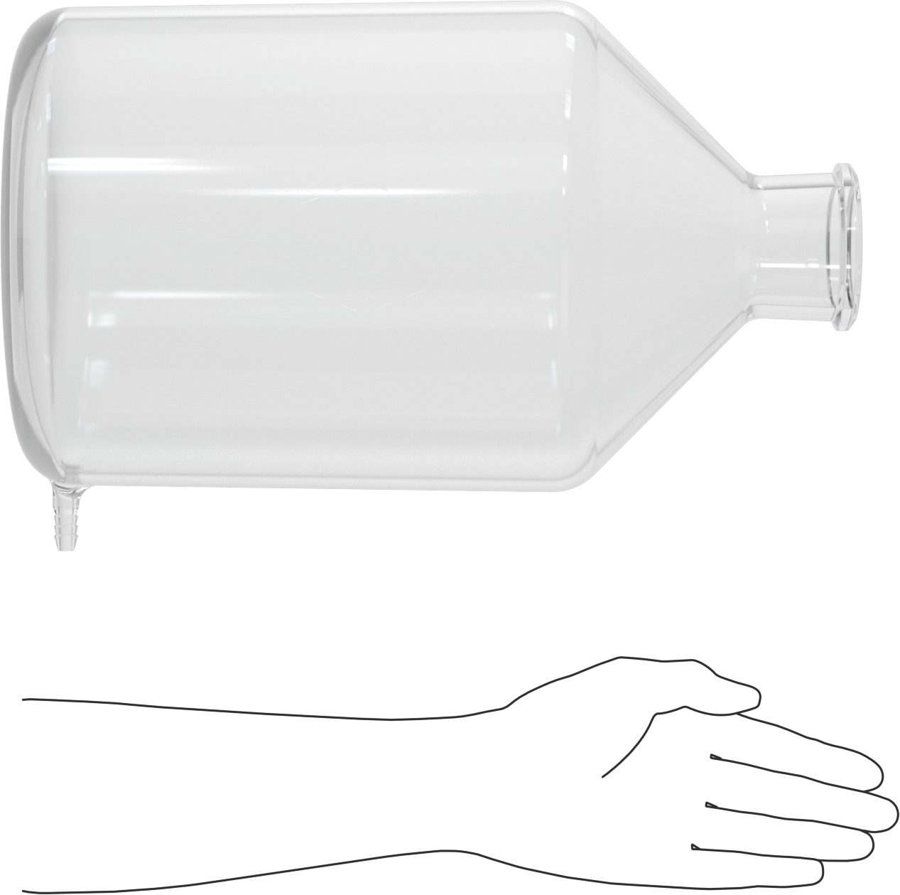 Transfer Şişesi, Alt Çıkışlı, 2.6 Galon/10.000 ml Kapasite