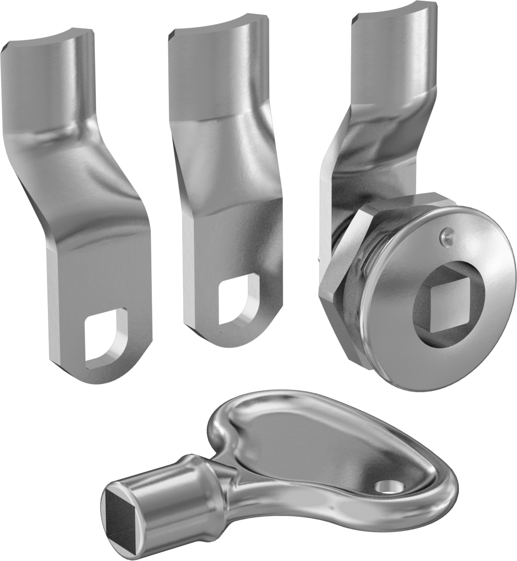 Kare Tahrikli Kam Kilidi, Krom Kaplı Çinko, 1/4" Maksimum Kalınlık için, 1-3/16" Baş Çapı