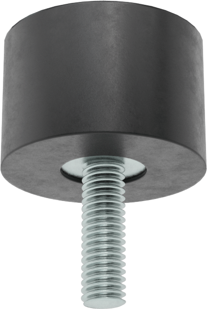 Sorbothane Titreşim Sönümleyici Sandviç Montaj, M4 x 0.7 mm Çinko Kaplı Çelik Saplama, Çelik Ek Parça, 6 lbs. Kapasite